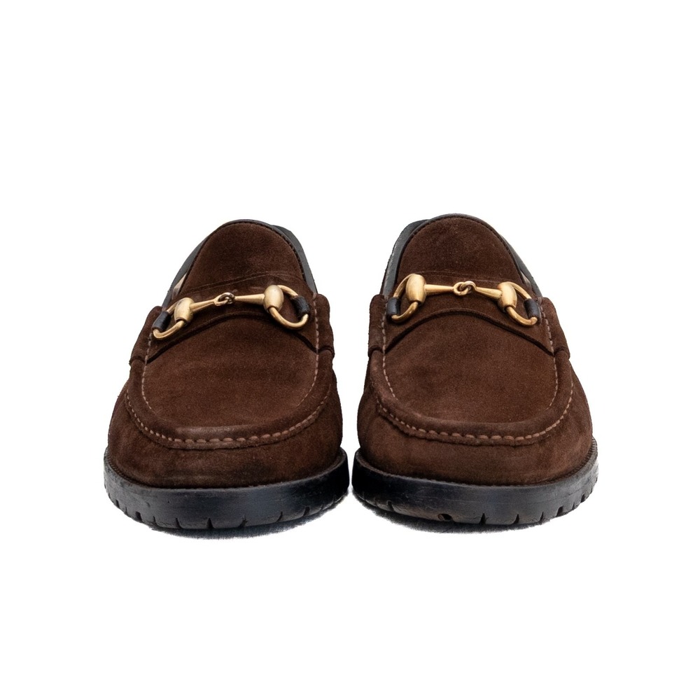 Gucci Men's Horsebit Loafers Brown Suede Slip-On Lug Sole Tom Ford Era -US.8.5 - Picture 4 of 14